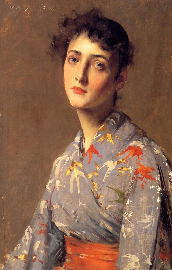 William Merritt Chase Girl in a Japanese Kimono